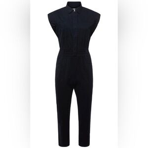 Pistola Black Utility Jumpsuit Elastic Waist Sleeveless Collared Boiler Suit M
